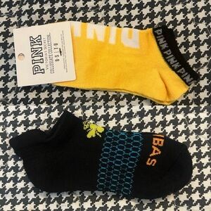 🧦V/S PINK COLLEGIATE COLLECTION Yellow Socks S & BOMBAS Black Bee Ankle Socks XS